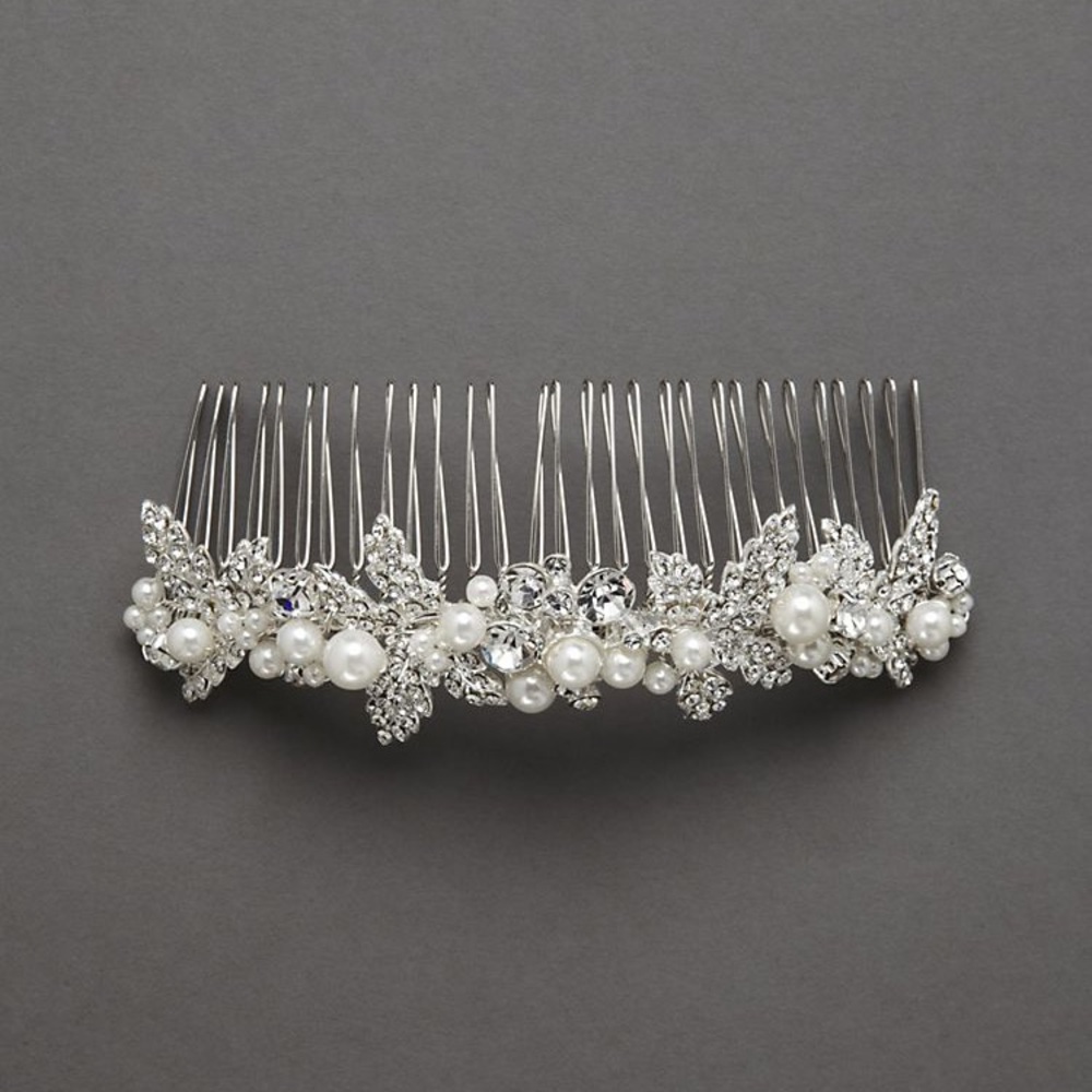 Petal & pearl hair comb